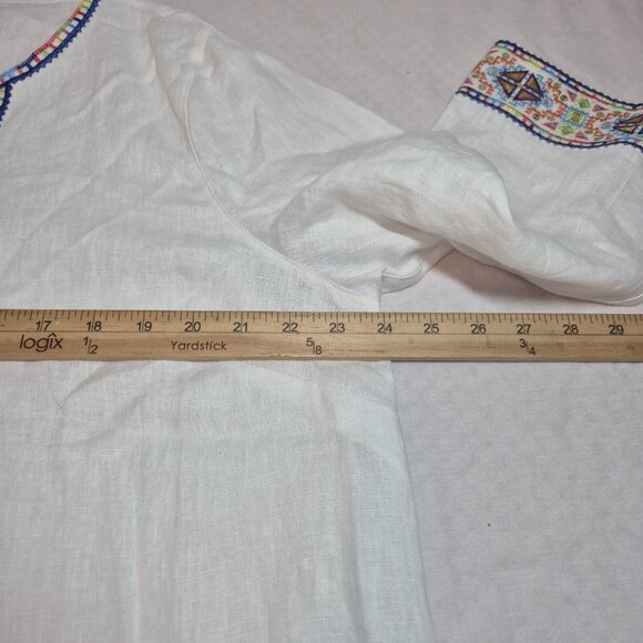 John Mark Womens White Linen Embroidered Tunic Top Size XL - Picture 4 of 14